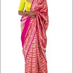 Elegant Pink and Gold Sari